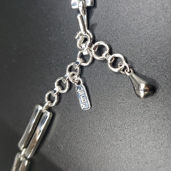 Monet Vintage Bar Chain Link Silvertone Necklace - Picture 2 of 3